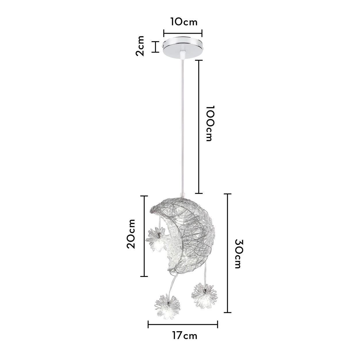 lampe suspendue moderne lune étoiles blanc doré salon chambre led