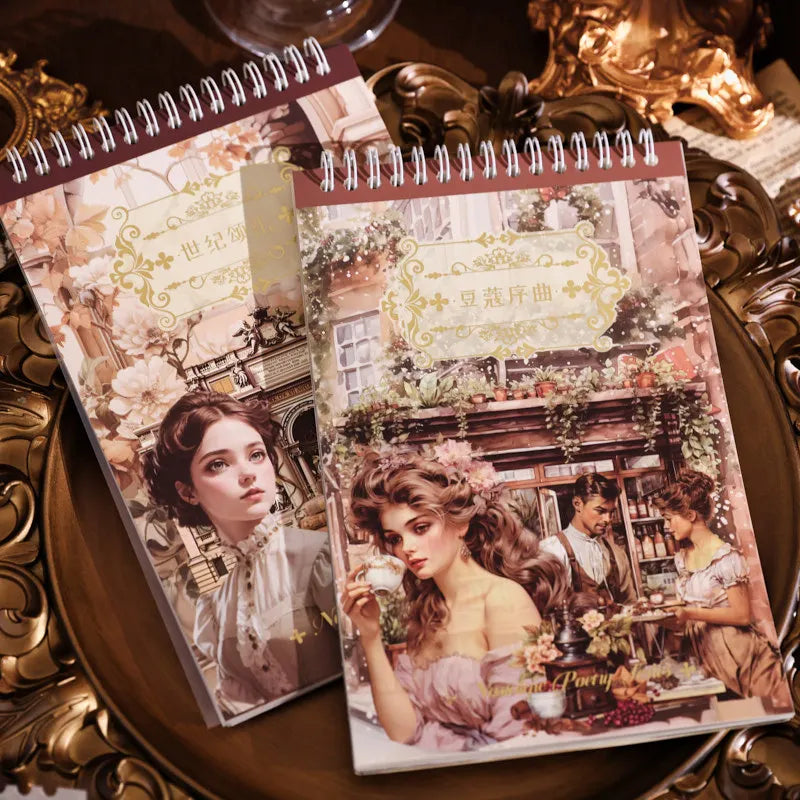 autocollants vintage illustratifs personnages historiques scènes fleurs anneaux métalliques carnet notes motifs européens travaux
