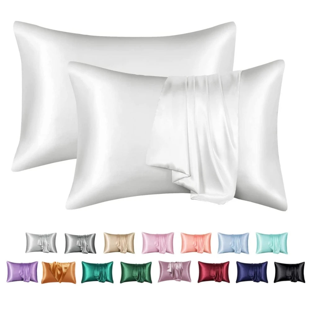 protège oreiller moderne soie brillante housse protection lit élégante couleur unie