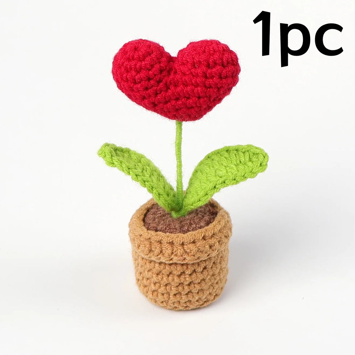 plante artificielle crochetée pot rouge feuilles vertes intérieur décoration mariage anniversaire