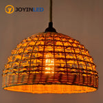 lampe suspendue moderne rotin naturel beige ampoule filament motifs géométriques rustique cordelette facile