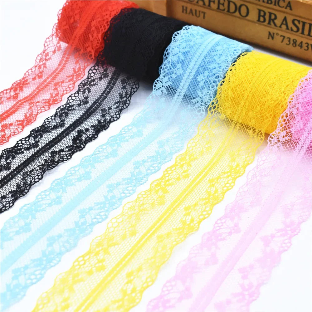 ruban dentelle 40mm large rouge noir jaune rose blanc bleu marine mariage décoration classique