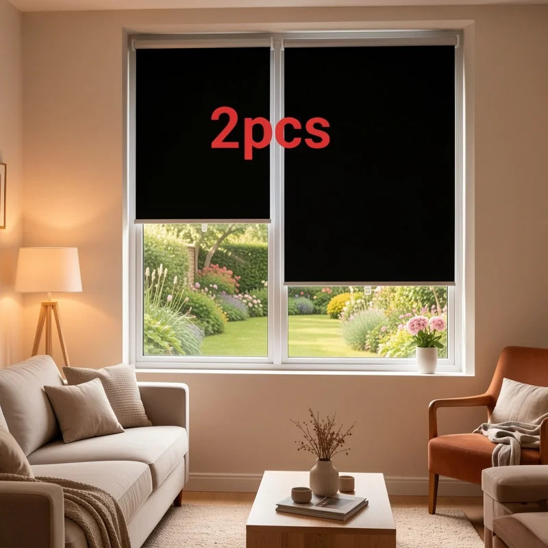 rideaux occultants noir modernes clips fixation sans perçage 74x140cm opaque