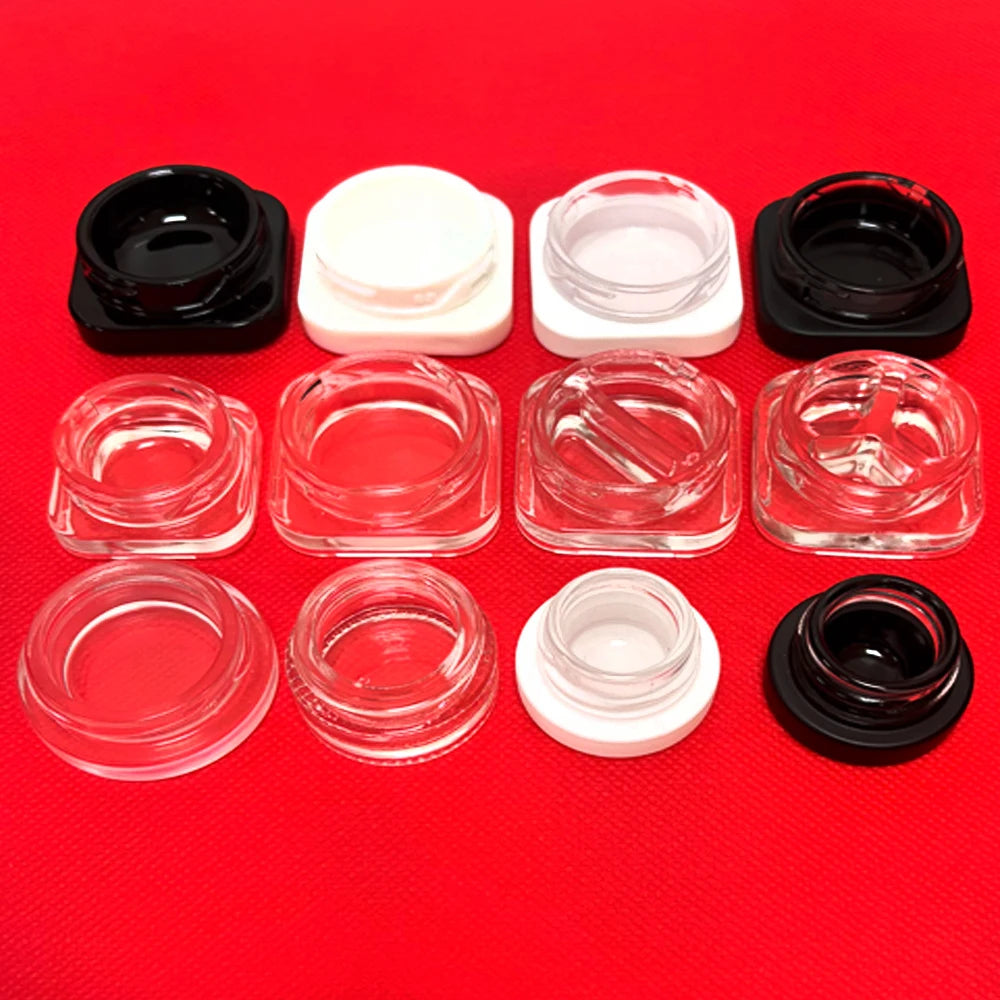 pots cosmétiques verre transparent couvercle noir blanc ensemble maquillage soins visage 9ml 3g minimaliste