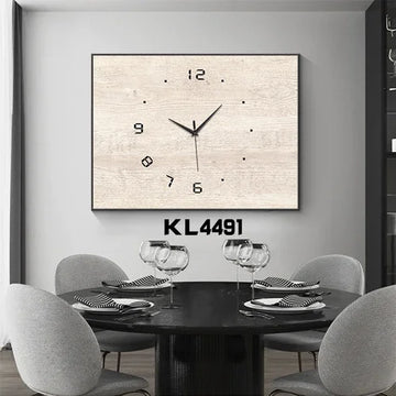 horloge murale moderne bois cadre noir aiguilles numeros visage unique carré nature morte quartz