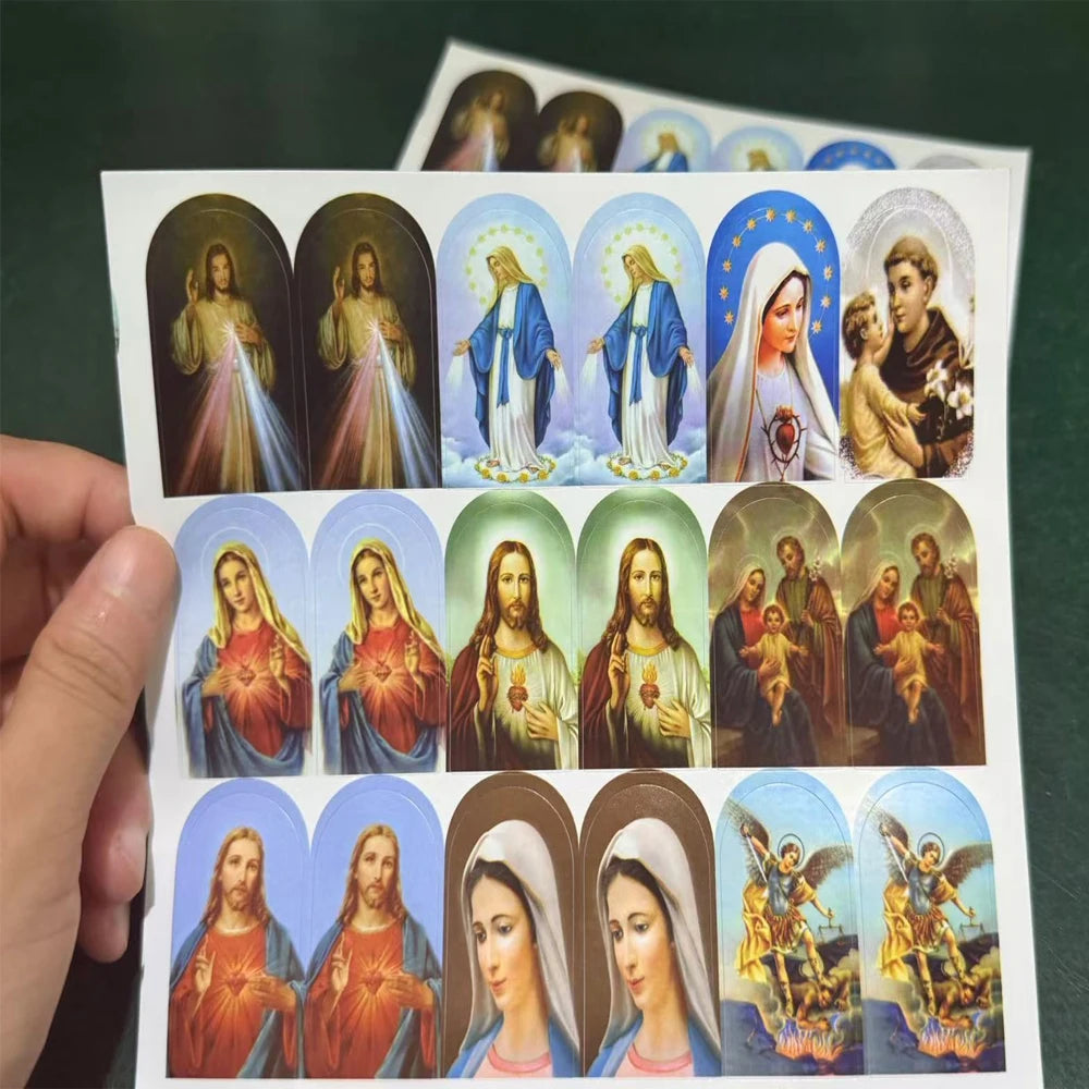 autocollants religieux saints anges bleu rouge blanc doré noir adhésifs décoration église craft stickers