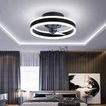 ventilateur lampe led télécommande moderne cristaux noir élégant eyelets circulaire