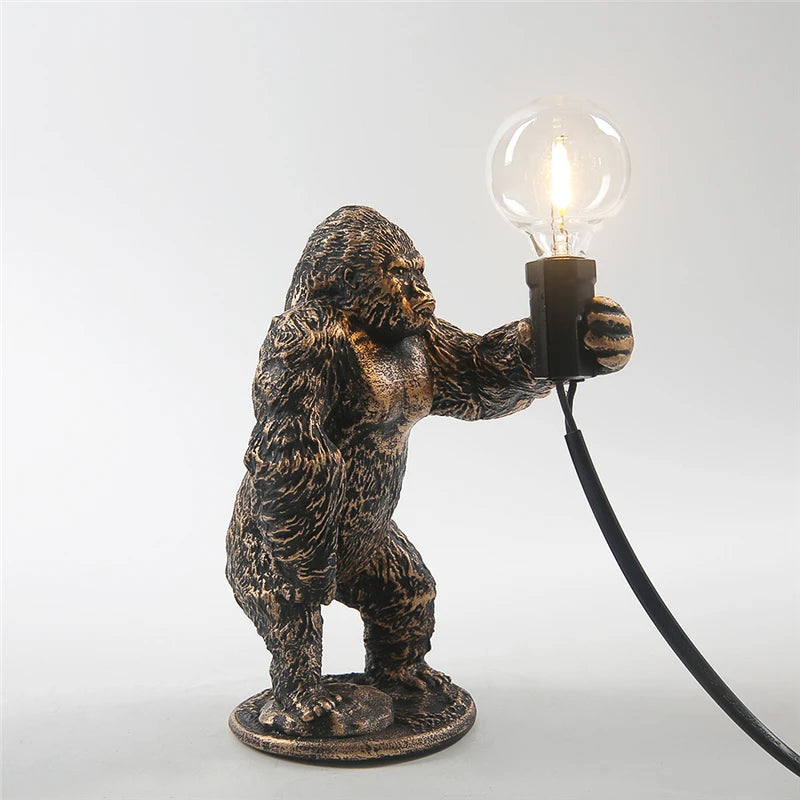 lampe poser moderne or noir ampoule led texture gorille animalier tringle câble noir
