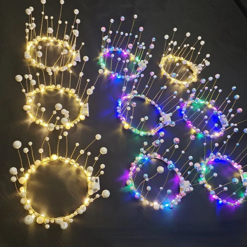 couronne cheveux doré filaments lumineux occasion fête anniversaire mariage noël élégante festive