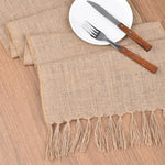 chemin table toile jute beige rustique serviettes décoration salle manger
