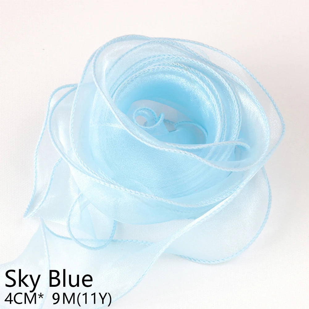 rubans dentelés organza polyester coloris unis 10m élégants mariage décoration bricolage bouquet