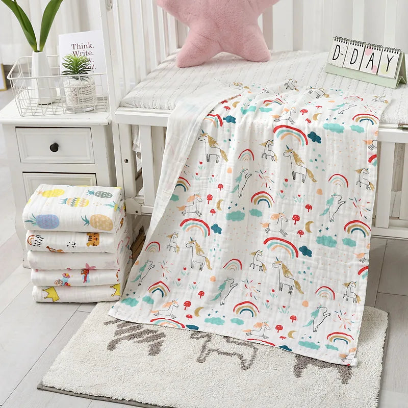 couverture bébé coton géométrique unicorns rainbows fruits moderne four seasons