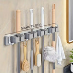 support porte balais accessoires nettoyage moderne adhésif gris blanc toile