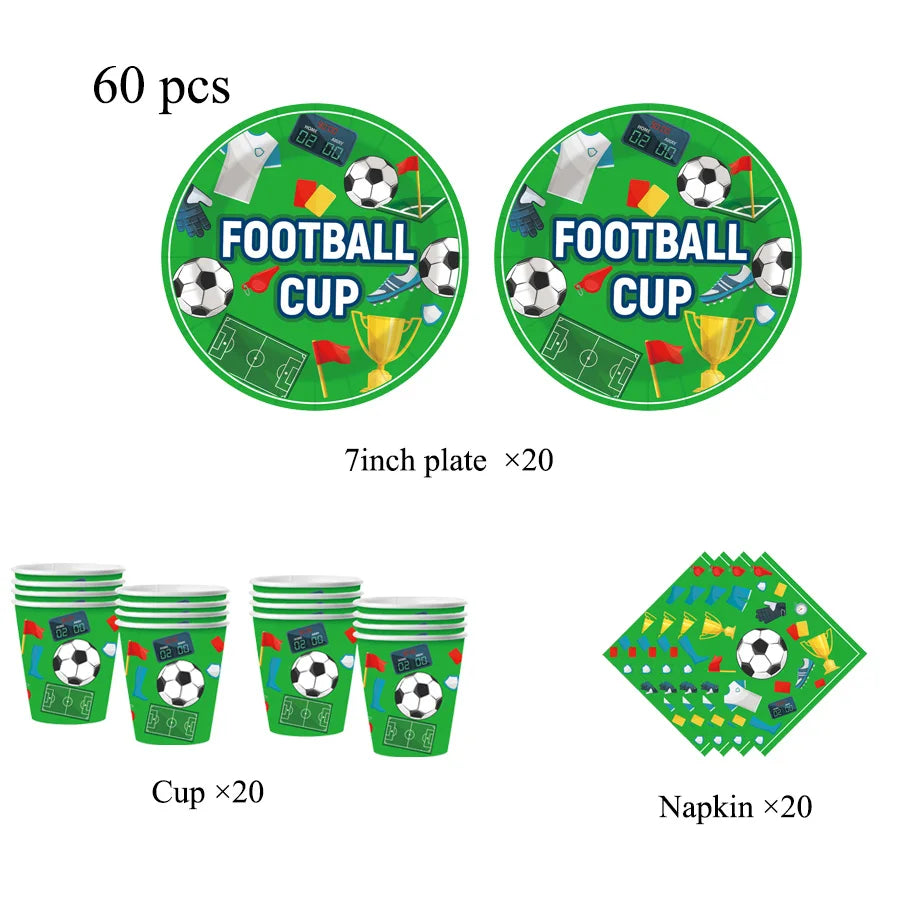 assiettes papier football motifs drapeaux ballons tablecloth serviettes napkins événements festifs anniversaires noël