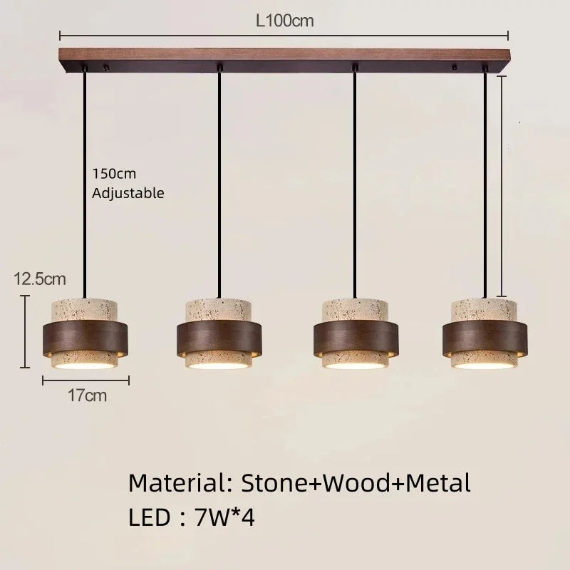 Suspension lumineuse pierre bois texture naturelle moderne salon chambre restaurant