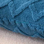 taie d'oreiller double face polyester coton bleu motif géométrique moderne adhésif 43cm 43cm