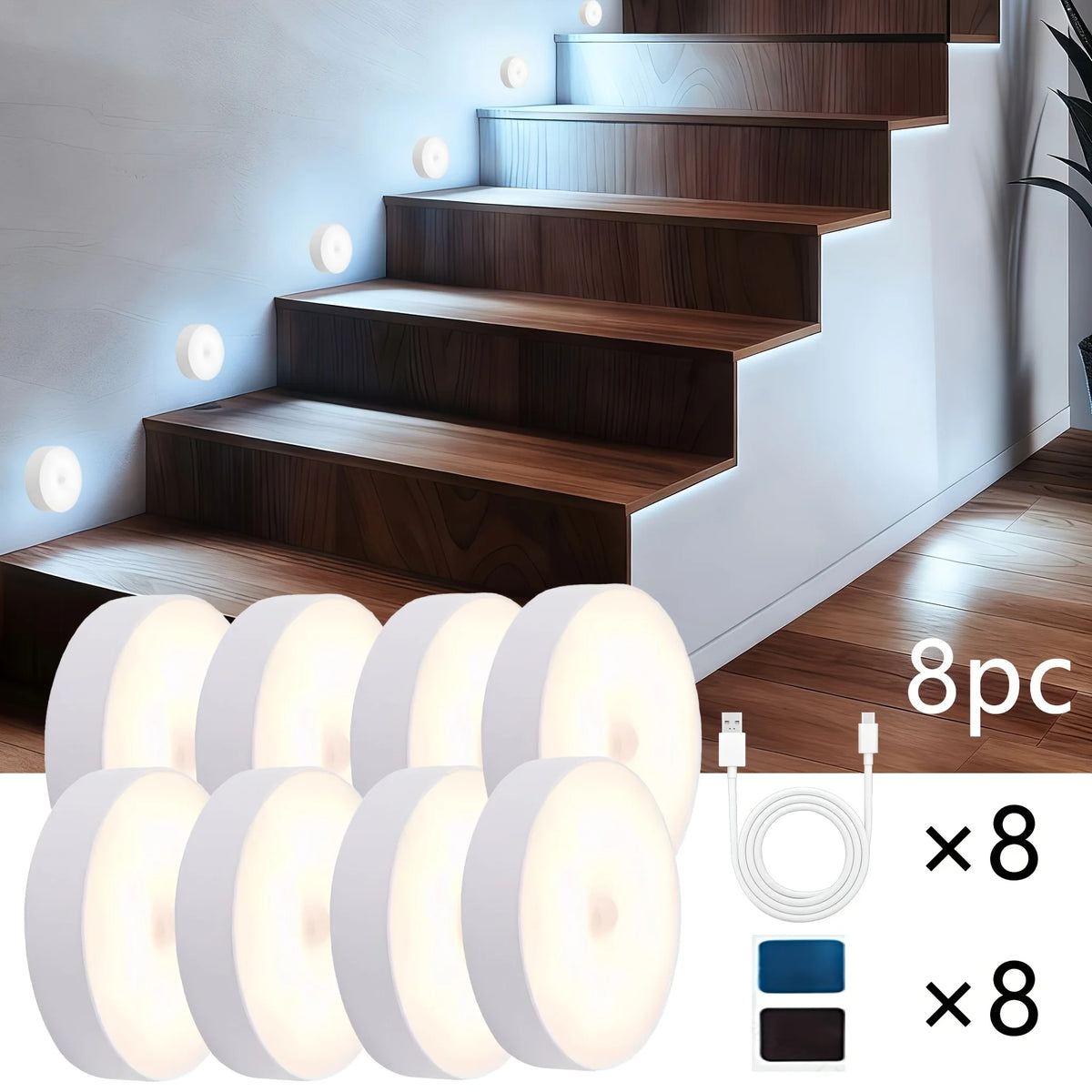 lampe led rechargeable détecteur mouvement led blanc moderne autocollante usb rechargeable