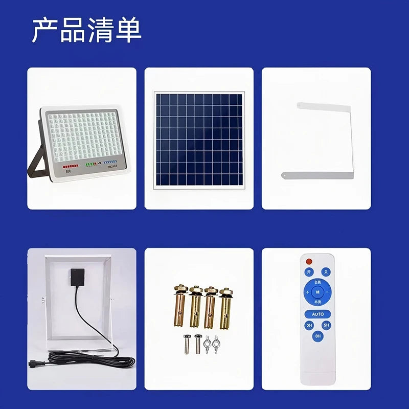 lampe solaire extérieure 100w 200w blanc bleu ip66 moderne économique