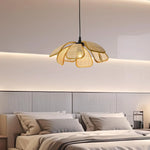 lampe suspendue moderne bambou tissé main boho couleur beige noir 50cm