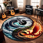 tapis rond dragons motifs géométriques couleurs vives moderne salon chambre coucher