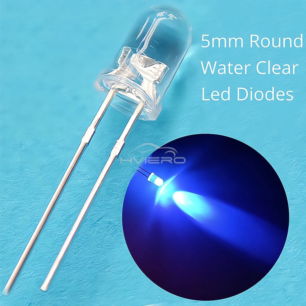 diodes led 5mm ronde bleu vert rouge blanc chaud jaune violet orange transparentes couleurs