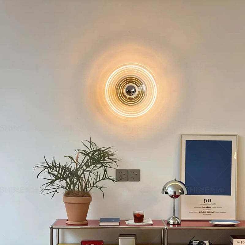 lampe murale verre coloré moderne éclairage bleu jaune transparent fixée chambre entrée étude