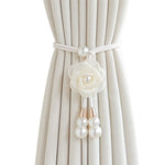 rideaux polonais fleurs relief soie nacrées corde tressée élégant accessoires décoratifs pastel doré