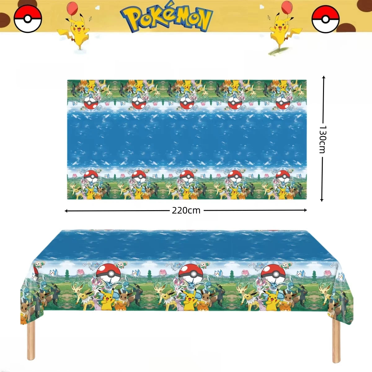 nappes plastique pokemon anniversaire pikachu poke balls geometriques pixel art enfants festives