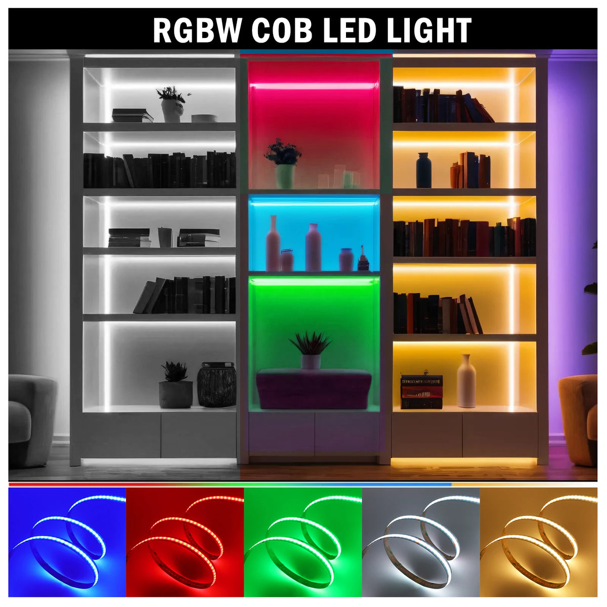 ruban led cob blanc moderne adhésif 672 784 leds haute luminosité flexible