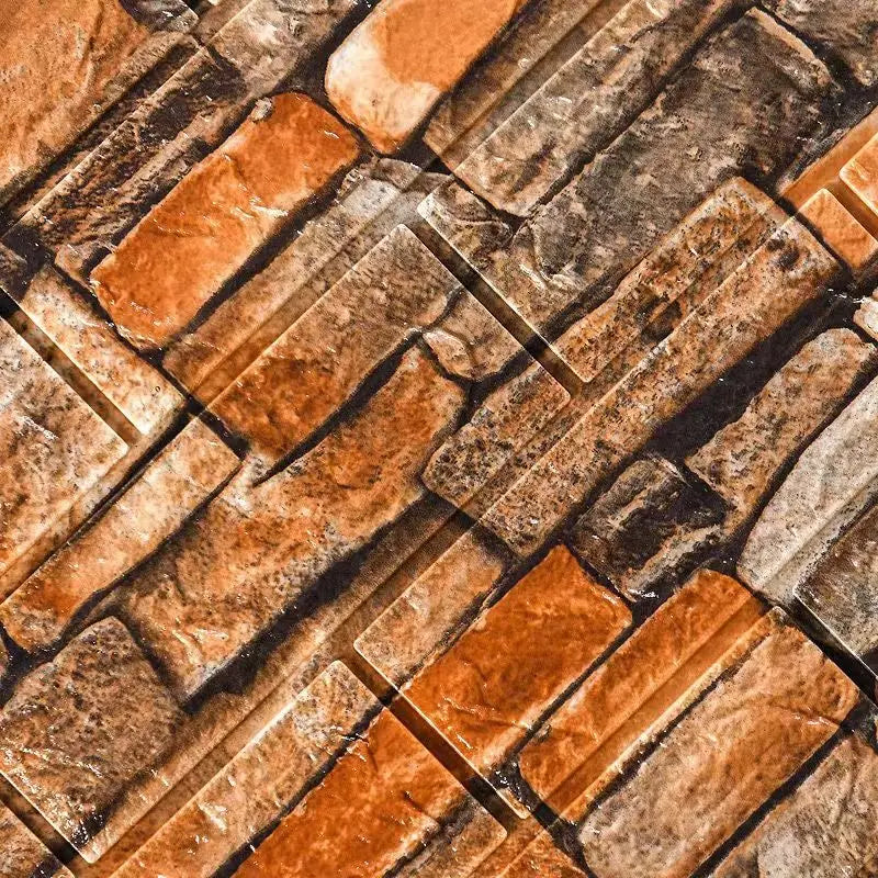 panneaux muraux imitation pierre adhésifs 3d rustique noir marron doré beige gris clair orange