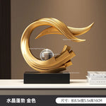 sculpture décorative résine blanche or contemporaine cristal transparent base opaque minimaliste fixée plateau