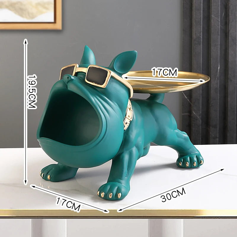 statue chien noir gris orange verte résine main doré bijoux clés moderne européen