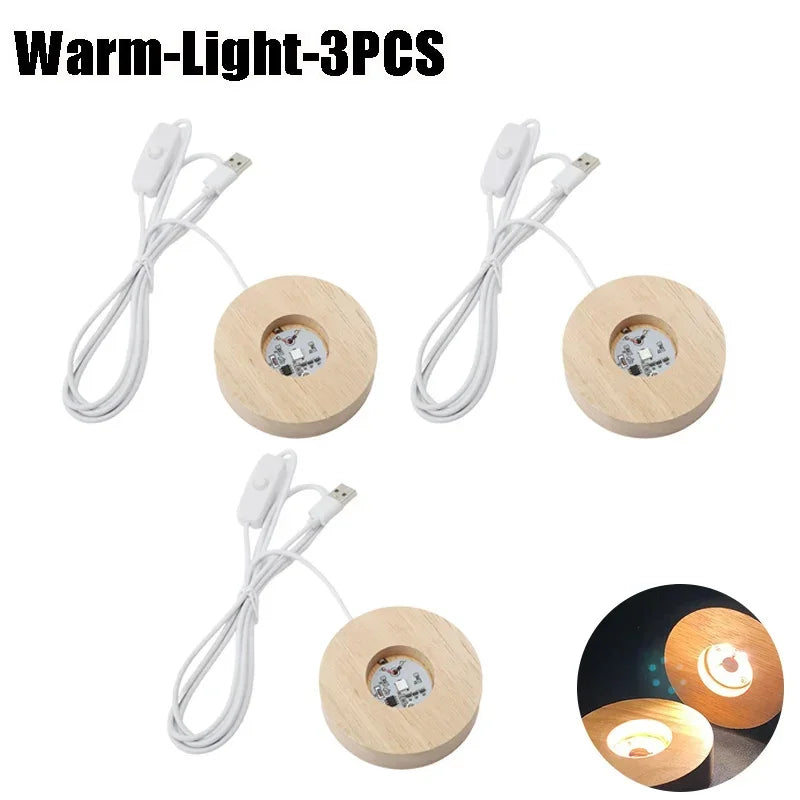 lampe led base bois texture moderne câble usb interrupteur multicolore