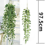 plantes artificielles suspendues feuilles vertes modernes décoratives extérieures accrochées ovales veinées opaques vivantes