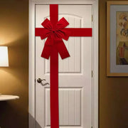 Décoration de porte Noël nœud papillon suspendu imitation lin rouge - Grand nœud DIY