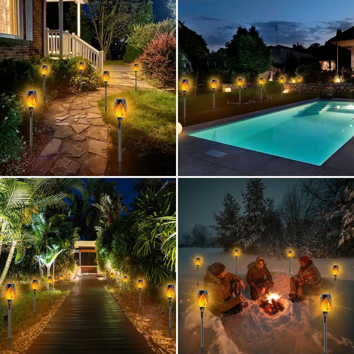 lampe solaire torche flamme artificielle moderne extérieure jardin pelouse tringle ip65 led 2492000lm abs