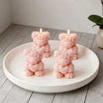 bougies parfumées forme nounours parfum rose couleur violet rouge blanc aromathérapie