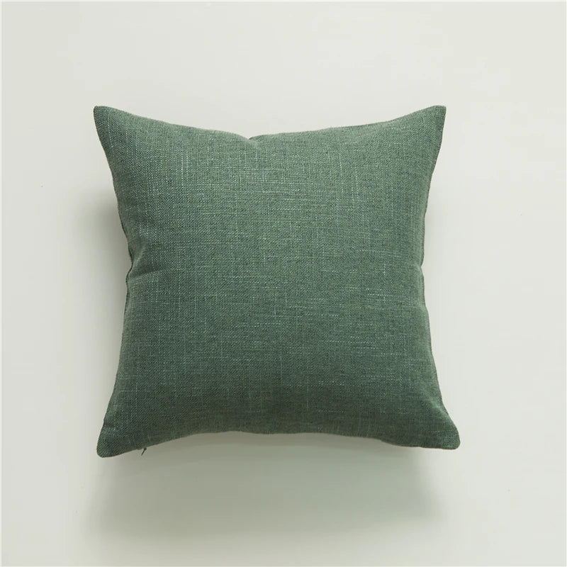 coussin carré moderne motif plante couleur verte jaune rose gris tissu lin opaque décoration