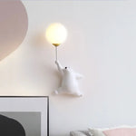 lampe murale moderne ours peluche blanche rose bleu adhésif cartoon chambre enfant