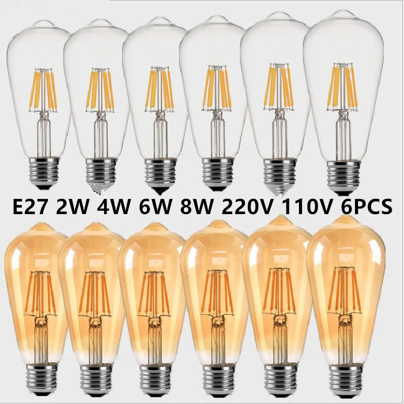 lot ampoules led vintage filament doré culot e27 edison lumière chaude