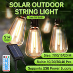 guirlande solaire extérieure jaune ampoules vintage 20m 42 ampoules led ip65