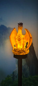 décoration jardin dragon éclairé écailles rocher solaire fantaisie extérieur