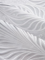 rideau blanc feuilles stylisées polyester moderne élégant salon chambre translucent ondulé eyelets