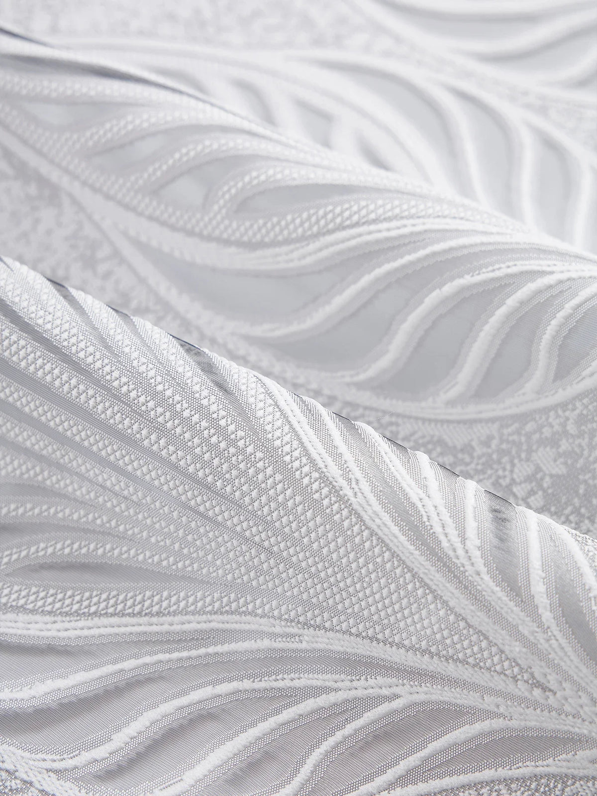 rideau blanc feuilles stylisées polyester moderne élégant salon chambre translucent ondulé eyelets