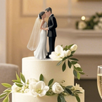 figurines mariés gâteau mariage voile fleurs classique romantique saint valentin anniversaire blanc noir