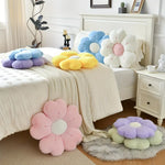 coussin fleur peluche rose clair blanc bleu orange gris moderne doux mousse pu polyester