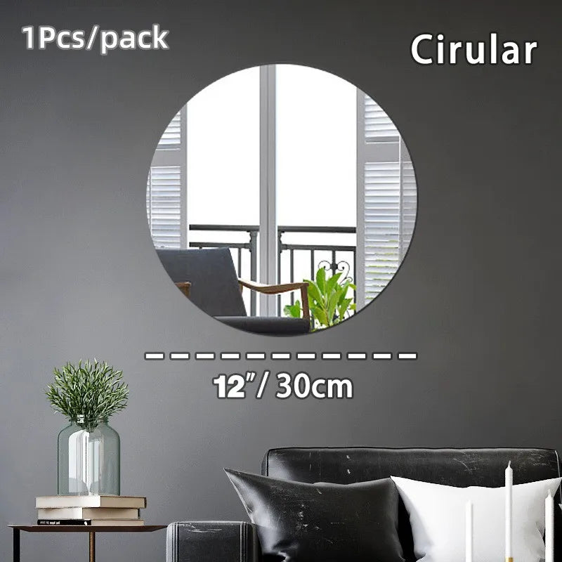 miroirs autoadhésifs acrylique blancs 3d décoration moderne stickers muraux rectangles ovales carrés