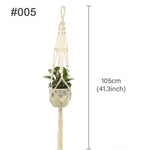 support plante suspendu macramé boho artisanal blanc beige orange tissé oeilletsextérieur exposition arbres