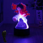 lampe led 3d anime luffy zorro cracked surface télécommande câble usb nocturne rouge vert