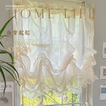 rideau polyester semi transparent beige clair doux ondulé fronces classique romantique maison